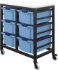 Titan 6 Draw Deep F2 Tray Royal Blue Mobile Storage Unit Black Frame White Top