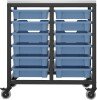 Titan 12 Draw Shallow F1 Tray Royal Blue Mobile Storage Unit Black Frame White Top