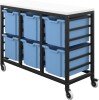 Titan 6 Draw Extra Deep F25 Tray Royal Blue Mobile Storage Unit Black Frame White Top