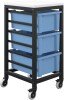 Titan 3 Draw Deep F2 Tray Royal Blue Mobile Storage Unit Black Frame White Top