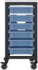 Titan 6 Draw Shallow F1 Tray Royal Blue Mobile Storage Unit Black Frame White Top