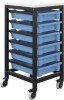 Titan 6 Draw Shallow F1 Tray Royal Blue Mobile Storage Unit Black Frame White Top