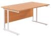 TC Twin Upright Rectangular Desk with Twin Cantilever Legs - 1400mm x 800mm - Beech