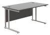 TC Twin Upright Rectangular Desk with Twin Cantilever Legs - 1200mm x 800mm - Black