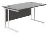 TC Twin Upright Rectangular Desk with Twin Cantilever Legs - 1200mm x 800mm - Black