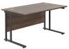 TC Twin Upright Rectangular Desk with Twin Cantilever Legs - 1400mm x 800mm - Dark Walnut (8-10 Week lead time)