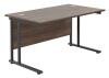 TC Twin Upright Rectangular Desk with Twin Cantilever Legs - 1200mm x 800mm - Dark Walnut (8-10 Week lead time)