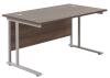 TC Twin Upright Rectangular Desk with Twin Cantilever Legs - 1400mm x 800mm - Dark Walnut (8-10 Week lead time)