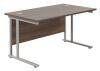 TC Twin Upright Rectangular Desk with Twin Cantilever Legs - 1200mm x 800mm - Dark Walnut (8-10 Week lead time)