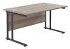 TC Twin Upright Rectangular Desk with Twin Cantilever Legs - 1200mm x 800mm - Grey Oak