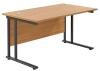 TC Twin Upright Rectangular Desk with Twin Cantilever Legs - 1400mm x 800mm - Nova Oak