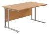 TC Twin Upright Rectangular Desk with Twin Cantilever Legs - 1200mm x 800mm - Nova Oak