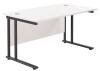 TC Twin Upright Rectangular Desk with Twin Cantilever Legs - 1400mm x 800mm - White