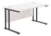 TC Twin Upright Rectangular Desk with Twin Cantilever Legs - 1200mm x 800mm - White