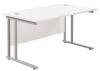 TC Twin Upright Rectangular Desk with Twin Cantilever Legs - 1400mm x 800mm - White