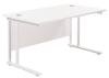 TC Twin Upright Rectangular Desk with Twin Cantilever Legs - 1400mm x 800mm - White