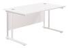 TC Twin Upright Rectangular Desk with Twin Cantilever Legs - 1200mm x 800mm - White