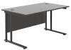 TC Twin Upright Rectangular Desk with Twin Cantilever Legs - 1400mm x 800mm - Black