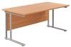 TC Twin Upright Rectangular Desk with Twin Cantilever Legs - 1800mm x 800mm - Beech