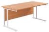 TC Twin Upright Rectangular Desk with Twin Cantilever Legs - 1800mm x 800mm - Beech