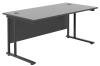 TC Twin Upright Rectangular Desk with Twin Cantilever Legs - 1600mm x 800mm - Black