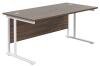 TC Twin Upright Rectangular Desk with Twin Cantilever Legs - 1800mm x 800mm - Dark Walnut (8-10 Week lead time)