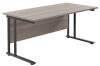 TC Twin Upright Rectangular Desk with Twin Cantilever Legs - 1800mm x 800mm - Grey Oak