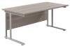 TC Twin Upright Rectangular Desk with Twin Cantilever Legs - 1800mm x 800mm - Grey Oak