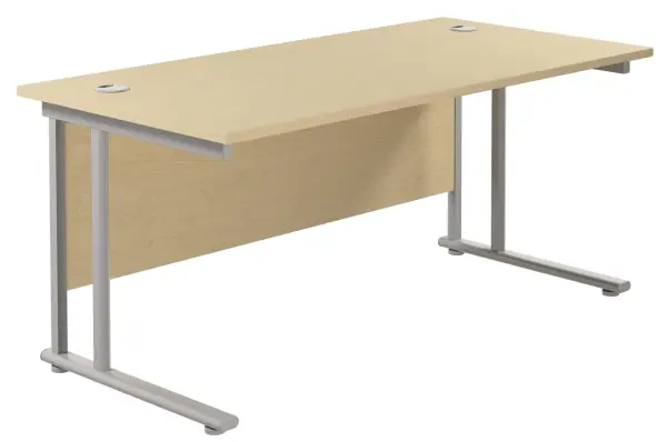 TC Twin Upright Rectangular Desk with Twin Cantilever Legs - 1600mm x 800mm - Maple (8-10 Week lead time)