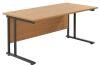 TC Twin Upright Rectangular Desk with Twin Cantilever Legs - 1800mm x 800mm - Nova Oak