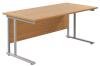 TC Twin Upright Rectangular Desk with Twin Cantilever Legs - 1800mm x 800mm - Nova Oak