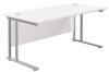 TC Twin Upright Rectangular Desk with Twin Cantilever Legs - 1800mm x 800mm - White