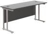 TC Twin Upright Rectangular Desk with Twin Cantilever Legs - 1600mm x 600mm - Black