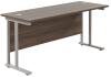 TC Twin Upright Rectangular Desk with Twin Cantilever Legs - 1600mm x 600mm - Dark Walnut (8-10 Week lead time)