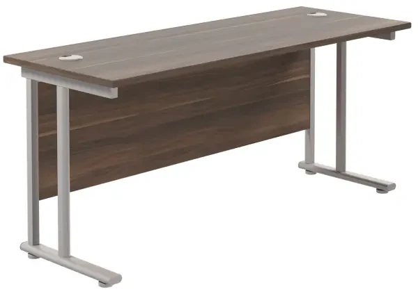 TC Twin Upright Rectangular Desk with Twin Cantilever Legs - 1800mm x 600mm - Dark Walnut (8-10 Week lead time)