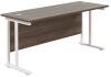 TC Twin Upright Rectangular Desk with Twin Cantilever Legs - 1600mm x 600mm - Dark Walnut (8-10 Week lead time)