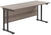 TC Twin Upright Rectangular Desk with Twin Cantilever Legs - 1600mm x 600mm - Grey Oak