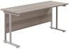 TC Twin Upright Rectangular Desk with Twin Cantilever Legs - 1600mm x 600mm - Grey Oak