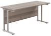 TC Twin Upright Rectangular Desk with Twin Cantilevever Legs - 1800mm x 600mm - Grey Oak