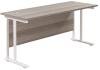 TC Twin Upright Rectangular Desk with Twin Cantilever Legs - 1600mm x 600mm - Grey Oak