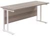 TC Twin Upright Rectangular Desk with Twin Cantilevever Legs - 1800mm x 600mm - Grey Oak