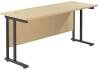 TC Twin Upright Rectangular Desk with Twin Cantilever Legs - 1600mm x 600mm - Maple (8-10 Week lead time)