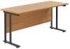 TC Twin Upright Rectangular Desk with Twin Cantilever Legs - 1600mm x 600mm - Nova Oak