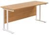 TC Twin Upright Rectangular Desk with Twin Cantilevever Legs - 1800mm x 600mm - Nova Oak