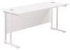 TC Twin Upright Rectangular Desk with Twin Cantilevever Legs - 1800mm x 600mm - White