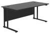 TC Twin Upright Rectangular Desk with Twin Cantilever Legs - 1800mm x 800mm - Black