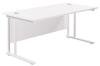 TC Twin Upright Rectangular Desk with Twin Cantilever Legs - 1800mm x 800mm - White