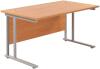 TC Twin Upright Rectangular Desk with Twin Cantilever Legs - 1200mm x 800mm - Beech