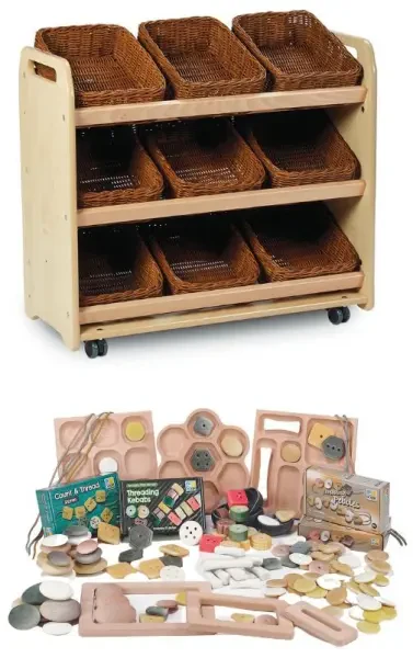 Millhouse Tilt Tote Storage with 9 Baskets Plus Loose Parts Kit