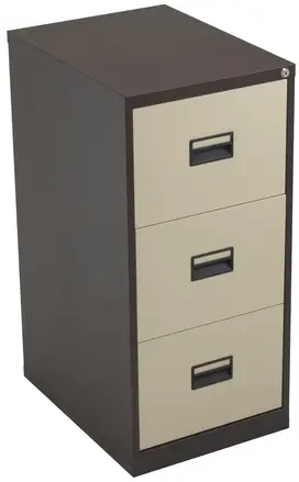 TC Talos 3 Drawer Steel Filing Cabinet - Coffee/Cream